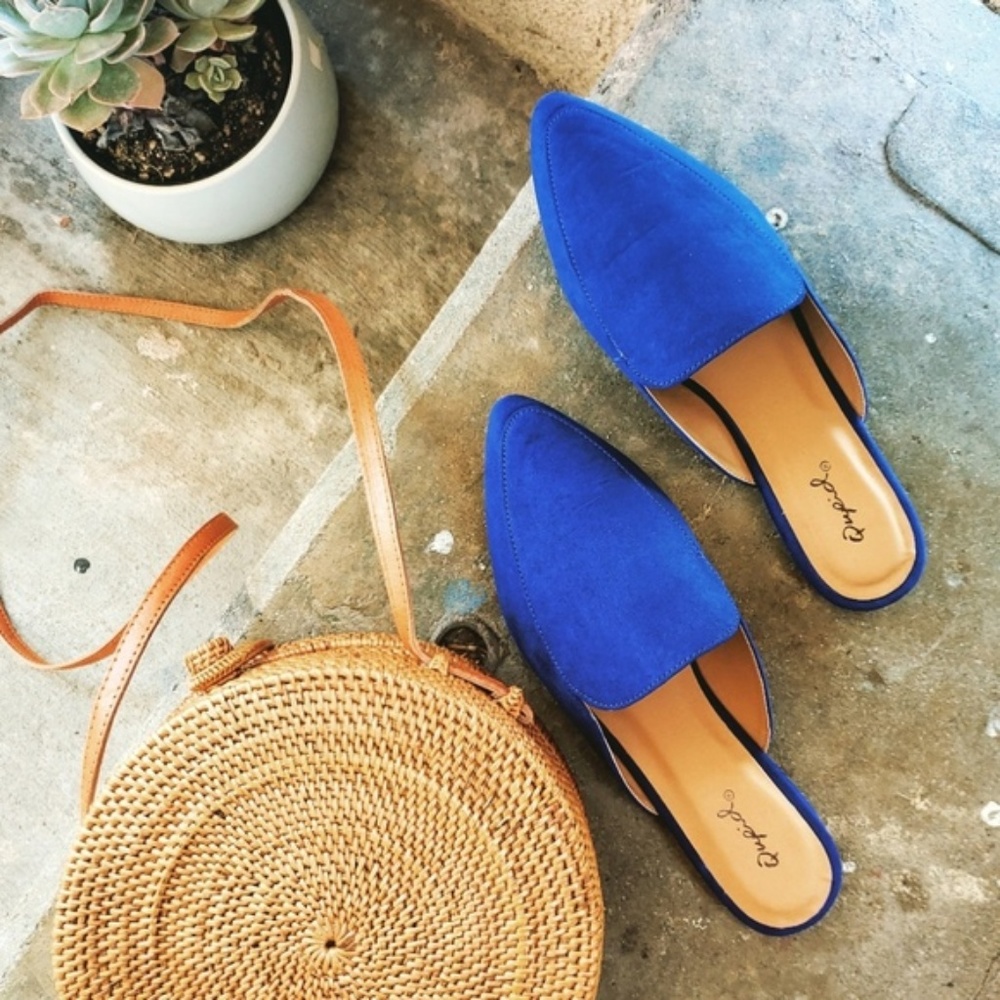 Royal Blue Mule Flat